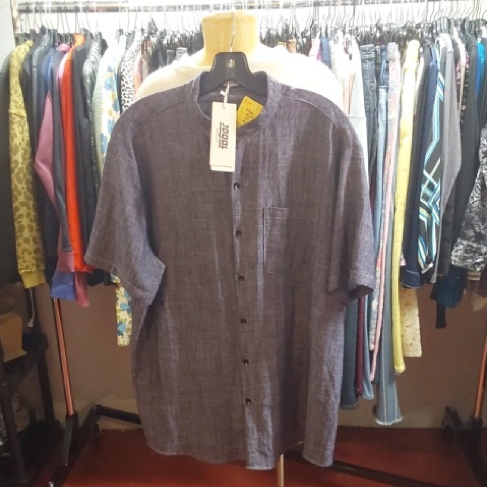 Men's Casual Blue Denim Linen Shirt